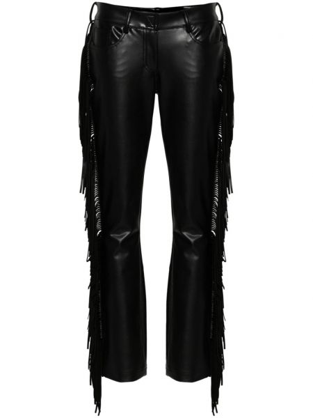 Rovné kalhoty s třásněmi Norma Kamali černé