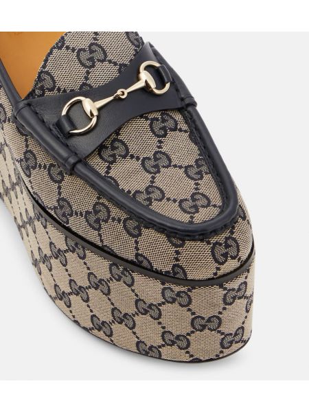 Loafers na platformie Gucci beżowe