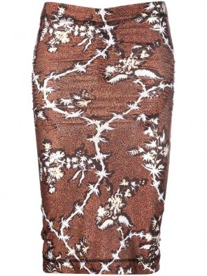 Květinové mini šaty s potiskem Knwls hnědé