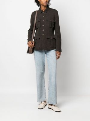Koszula jeansowa na guziki bawełniana z dekoltem w serek Polo Ralph Lauren
