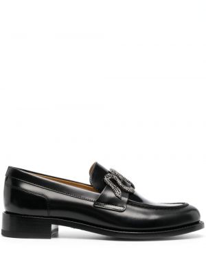 Pantofi loafer din piele de cristal Rene Caovilla negru
