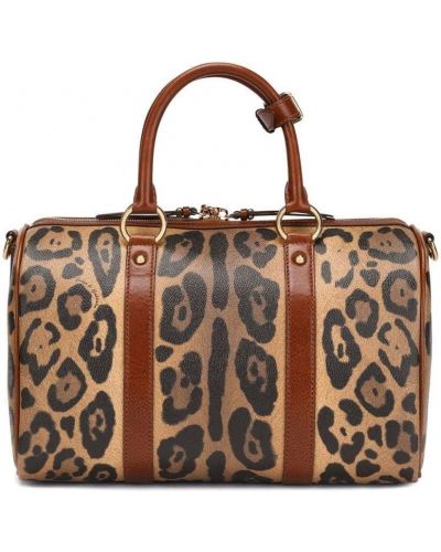 Leopardí kožená shopper kabelka s potiskem Dolce & Gabbana