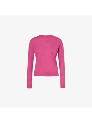 Кашемировый шерстяной свитер с круглым вырезом Weekend Max Mara розовый