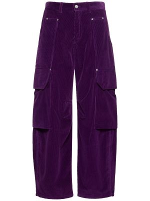 Pantaloni cargo din bumbac Palm Angels violet