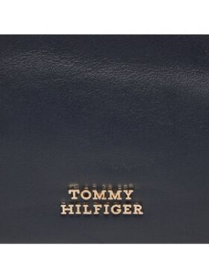 Kožená kabelka Tommy Hilfiger modrá