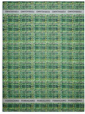 Kockovaná bavlnená hodvábna šatka Ferragamo zelená