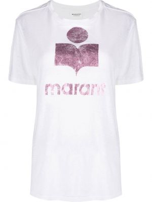 Ľanové tričko s potlačou Isabel Marant étoile