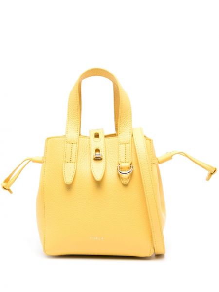 Δερμάτινη τσάντα shopper Furla κίτρινο