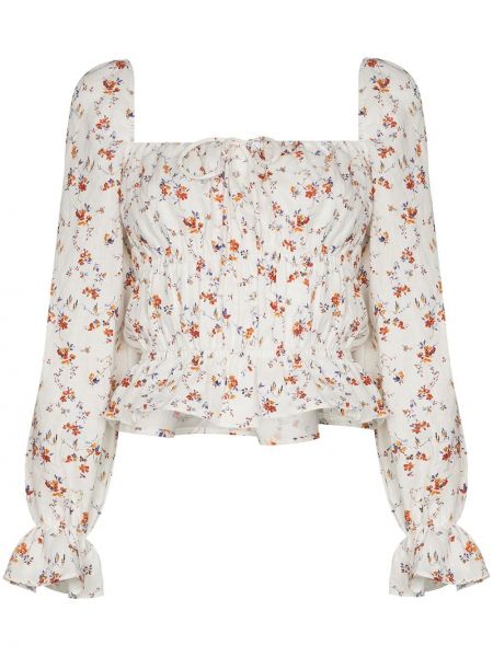 Blusa de flores con estampado Reformation blanco