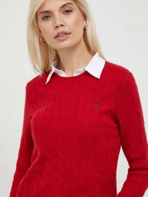 Sweter wełniany Polo Ralph Lauren czerwony