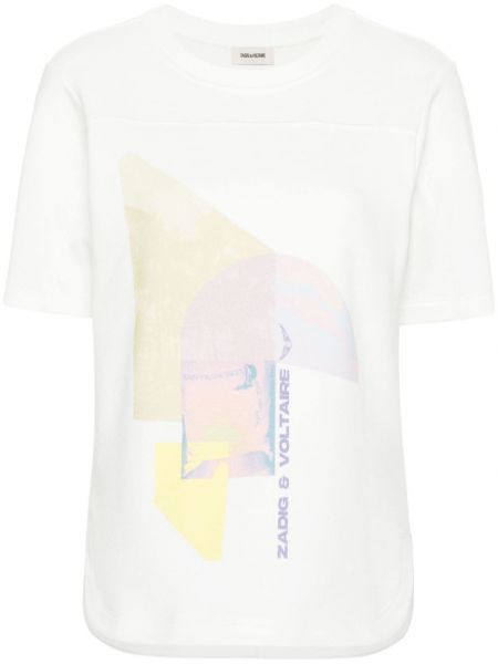 T-krekls ar banti ar apdruku Zadig&voltaire balts