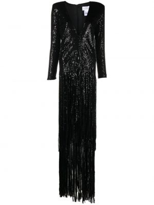 Вечерна рокля с пайети с v-образно деколте Ana Radu черно