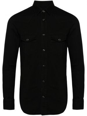 Bombažna denim srajca Tom Ford črna