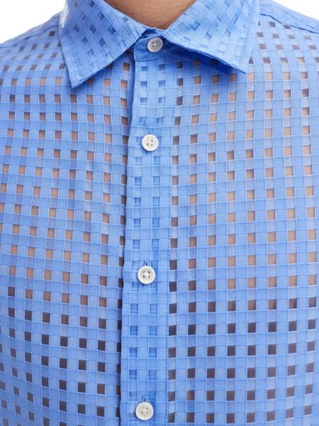 Прозрачная клетчатая рубашка с коротким рукавом Asos синяя