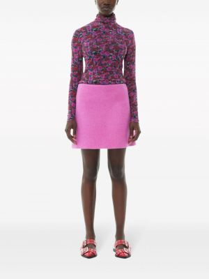 Vlněné mini sukně Ganni růžové