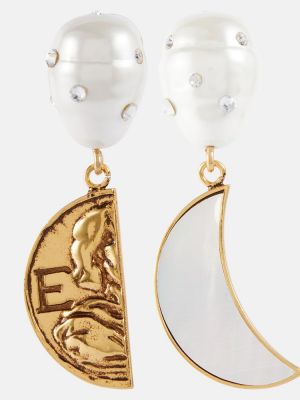 Boucles d'oreilles avec perles à boucle Erdem blanc