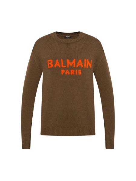 Sweter Balmain brązowy
