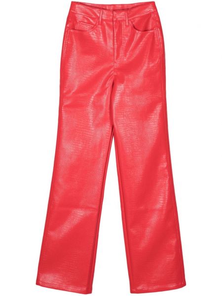 Pantaloni cu picior drept din piele Rotate roșu