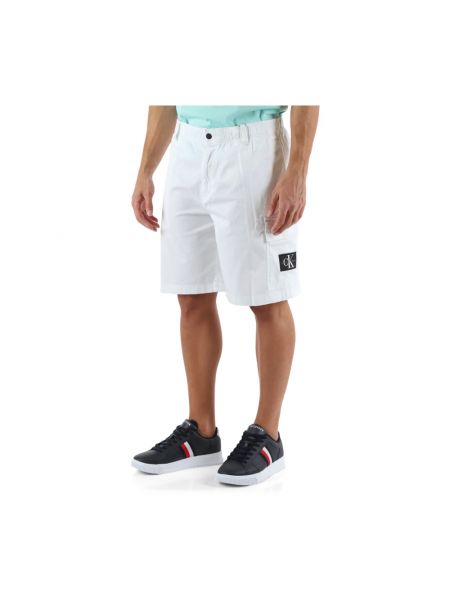 Pantalones cortos de algodón Calvin Klein Jeans blanco