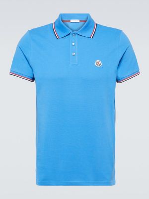 Medvilninis polo marškinėliai Moncler mėlyna