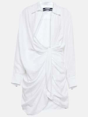 Sukienka mini z dekoltem w serek asymetryczna Jacquemus biała