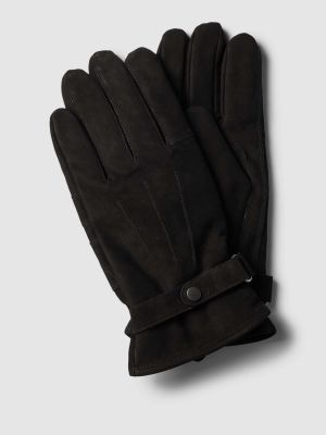Czarne rękawiczki skórzane Barbour