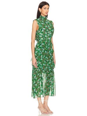 Robe mi-longue à fleurs Saloni vert