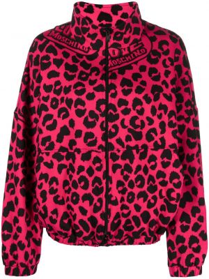 Leopard trykt lang jakke Love Moschino rosa