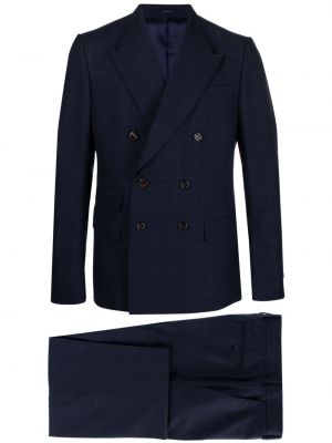 Niebieski garnitur wełniany żakardowy Gucci