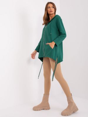 Bavlnená mikina na zips Fashionhunters zelená