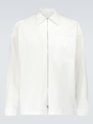 Camisa con cremallera de algodón Prada blanco