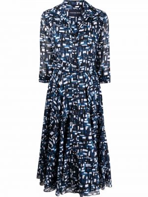 Robe chemise à imprimé à motif géométrique Samantha Sung bleu