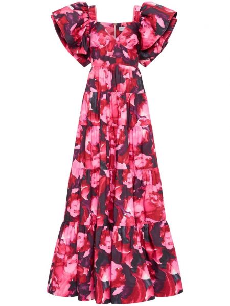Absztrakt mintás estélyi ruha nyomtatás Rebecca Vallance rózsaszín