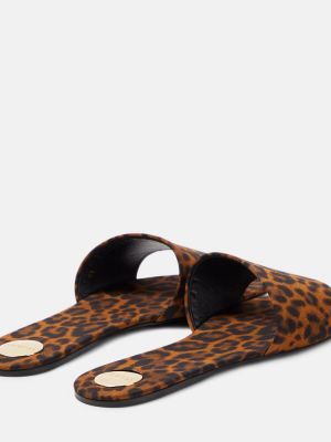 Leopardimustriga mustriline satiinist sandaalid Saint Laurent