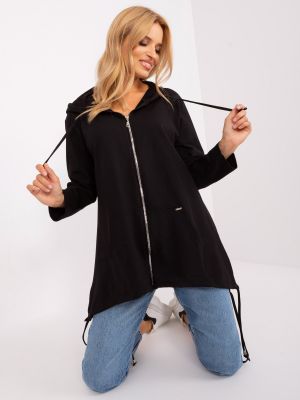 Bavlnená mikina na zips Fashionhunters čierna