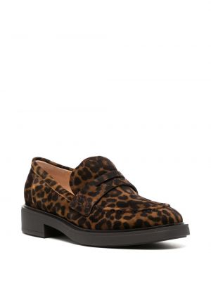 Leopardimustriga mustriline nahast loafer-kingad Gianvito Rossi pruun