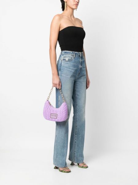 Dabīgās ādas rokassoma Versace Jeans Couture violets