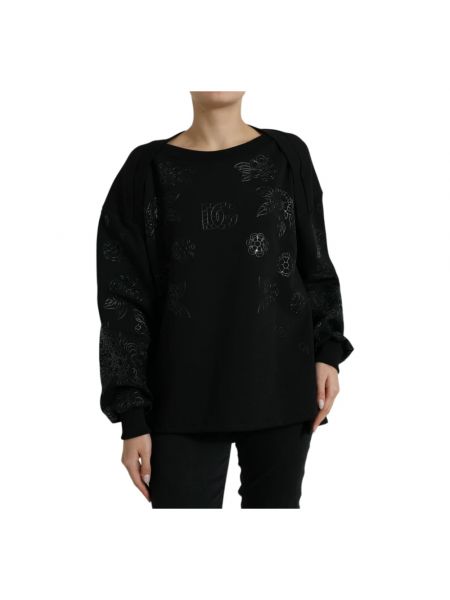 Sweter z naszywkami Dolce And Gabbana czarny