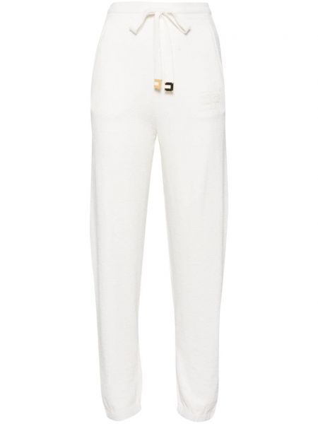 Pantaloni sport din fleece din jacard Elisabetta Franchi alb