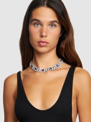 Collar de cristal Alessandra Rich plateado