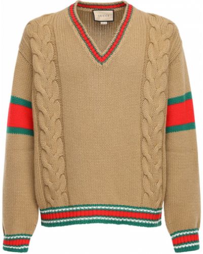 Sweter wełniany z dekoltem w serek Gucci