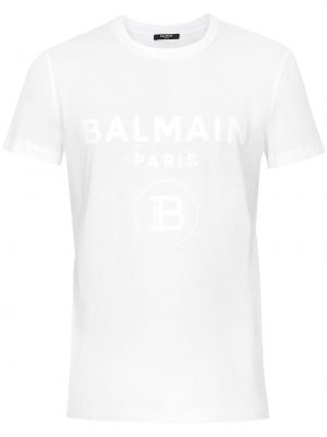 Tričko s potiskem Balmain bílé