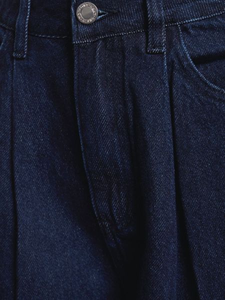 Plisseeritud puuvillased kõrge vöökohaga teksapüksid Weworewhat sinine