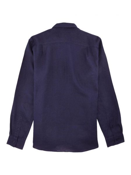 Lininė siuvinėta marškiniai Vilebrequin mėlyna