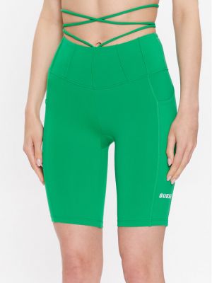 Pantaloni scurți de sport skinny fit Guess verde