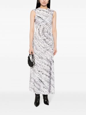 Sukienka midi bez rękawów z nadrukiem w abstrakcyjne wzory Msgm