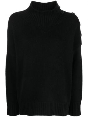 Плетен пуловер с копчета Yves Salomon черно