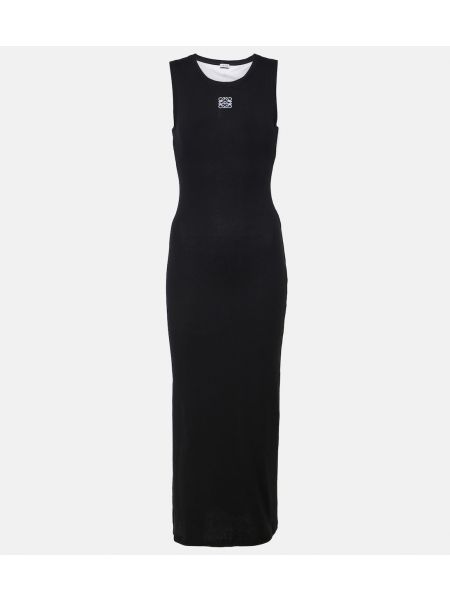 Длинное платье из джерси Loewe черное
