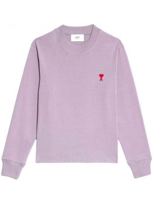 Sweatshirt med broderi Ami Paris lila