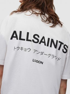 Хлопковая футболка с принтом Allsaints черная